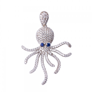 Pave Diamond Octopus Pendant Necklace