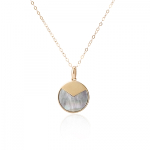 Gray Mother of Pearl Disc Necklace