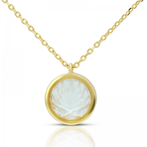 Japanese Kiriko White Crystal Pendant Necklace