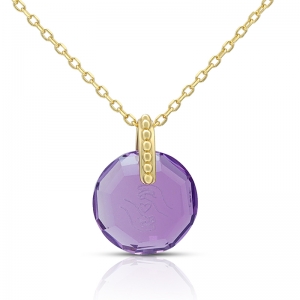 Custom Hand Amethyst Round Pendant Necklace