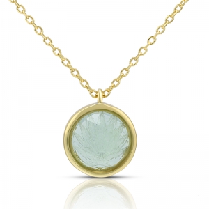 Japanese Kiriko Green Amethyst Pendant Necklace