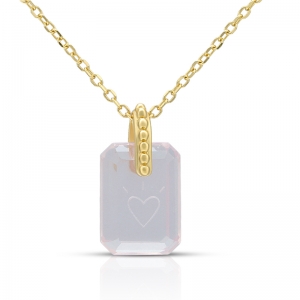 Custom Heart Octagon Rose Quartz Pendant Necklace