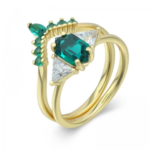 emerald wedding ring sets