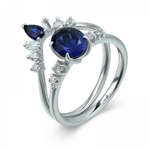 Blue Sapphire diamond ring set