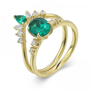 emerald diamond ring set