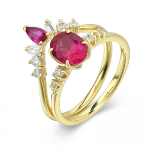 Ruby diamond ring set